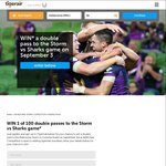 Win 1 of 100 Double Passes to The Storm Vs Sharks Game on September 3rd at AAMI Park from Tiger Airways