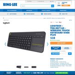 Logitech K400 Plus Touch Keyboard $38 @ Bing Lee or $36.10 @ Officeworks Price Beat