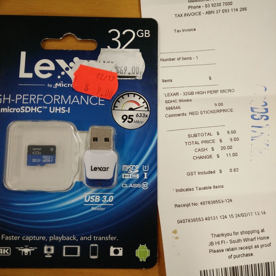 Lexar High-Speed microSDHC 32GB UHS-1 633x 95mb/s $9 @ JB Hi-Fi South Wharf VIC DFO In-store ...