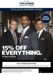 15% off All Full Price Items @ T.M Lewin