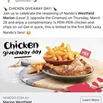 [SA] Free Quarter Chicken & Chips for the First 800 Customers, 28/3 @ Nando's Marion (Store Reopening)