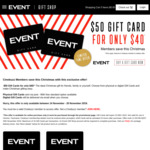 20% off $50 Event Cinemas Gift Cards @ Event (Excludes VIC & TAS)