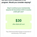 $30 eBay gift card at end of eBay Plus trial when attempting to cancel membership