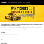 Win a 2020 Rolex Formula 1 Australian Grand Prix Experience for 2 Worth $1,870 from VicRoads [VIC]
