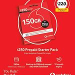 Vodafone $250 Prepaid Starter Pack (12 Months with 240GB Data) - $220 @ Coles