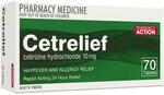 70x Zyrtec Generic Cetirizine Hydrochloride - Cetrelief Tabs Pharmacy Action $10.99 Delivered @ PharmacySavings