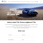 Win The Use of an All-New Subaru WRX for 184 Days Worth $12,000 Plus a $1,000 Fuel Voucher from Subaru