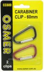 60mm Carabiner Clips 12 for $5 or 24 for $9 + Free Delivery @ The Office Shoppe