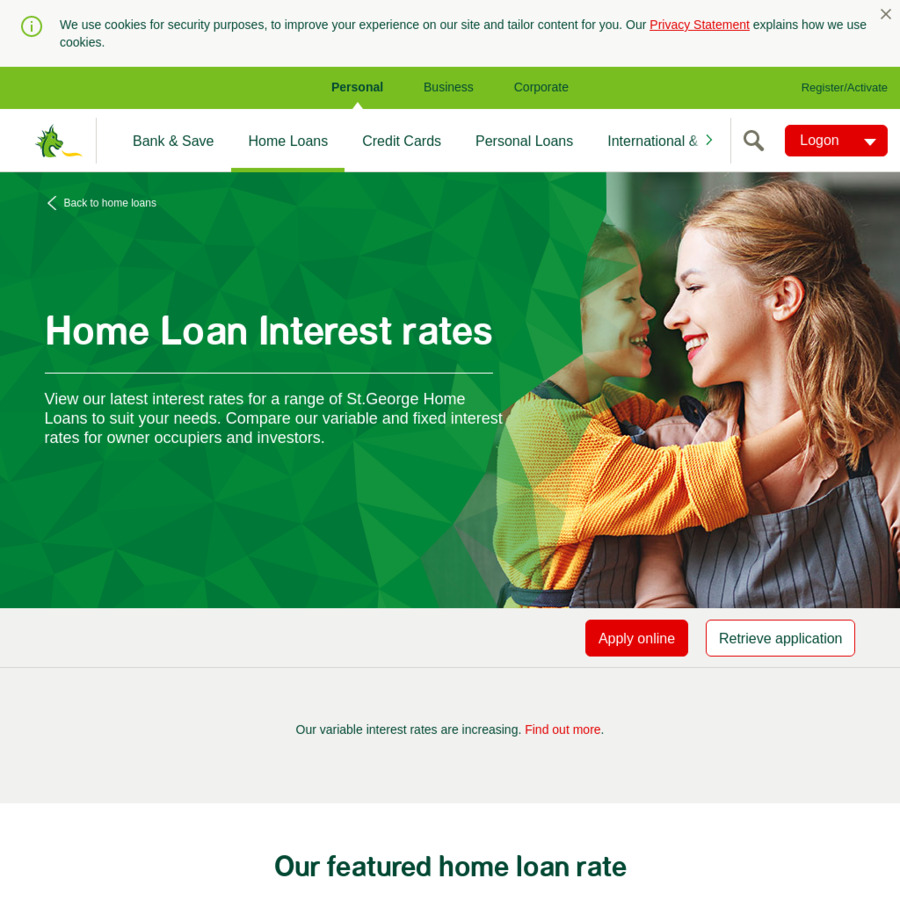 Bank of Melbourne & BankSA Variable Home Loan from 3.24