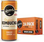 Remedy Kombucha Organic Sparkling Drink, No Sugar Ginger Lemon, 24x250ml Can $36.75 + Del ($0 Prime) @ Remedy Drinks Amazon AU