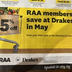 [SA, RAA] 5% off (RAA Members Only, Exclusions Apply) @ Drakes Supermarkets (in-Store Only)