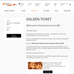 [VIC] Golden Ticket $50 (+ Booking Fee) for $265 in Value of Food & Entertainment @ Melbourne Central