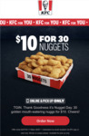 30 Chicken Nuggets $10 @ KFC (Online & Pick up Only)