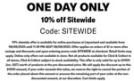 10% off Sitewide + Delivery ($0 C&C/ $125 Order) @ Liquorland (Online Only)
