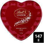 Lindt Lindor Milk Chocolate Heart Tin 147g $9 (Was $18) @ Coles