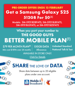 [Pre Order] Samsung Galaxy S25 512GB $0 Upfront on $79/M 24M Telstra Plan @TheGoodGuys