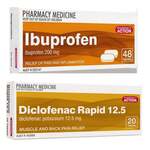 48x Ibuprofen 200mg + 20x Diclofenac Rapid 12.5mg Muscle/Pain Relief $10.99 Delivered @ PharmacySavings