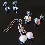 Set of 3 Pairs Swarovski Elements Crystal & Freshwater Pearl Earrings only $4.29 Delivered