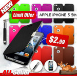 New iPhone 5 5th for Apple Luxury Magnetic Leather $2.99 Case Screen Protector Stylus