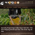 Fresh Specialty Coffee $20 per 980g + Shipping Capped @ $14.95 Multiple Coffees Pick Your Own @ Manna Beans