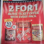 Spend $2 for 155g Maltesers/200g M&M at Coles: Get 2 for 1 Movie Ticket Offer