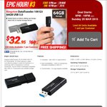 Kingston DataTraveler 64GB USB Drive $32.95 Shipped, 9PM - 10PM @ Shopping Express