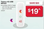 Telstra Pre-Paid 4G USB $19/4G Wi-Fi $29 + 2GB Data, Telstra Cruise $9 @ Australia Post