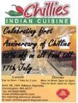 [WA Only] 10% off on All Food at Chillies Indian Cuisine (Cannington)