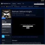 [PS4] Batman: Arkham Knight - $17.95 @ PSN AU