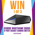 Win 1 of 3 Netgear GS808E Nighthawk S8000 8-Port Gigabit Ethernet Gaming & Streaming Switches Worth $145 from Mwave