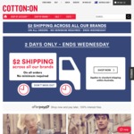 Cotton On $2 Shipping No Minimum Spend (Save $7) Womens Clothing from $5 Mens from $7