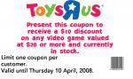 Toys "R" Us $10 Off Coupon on Video Games