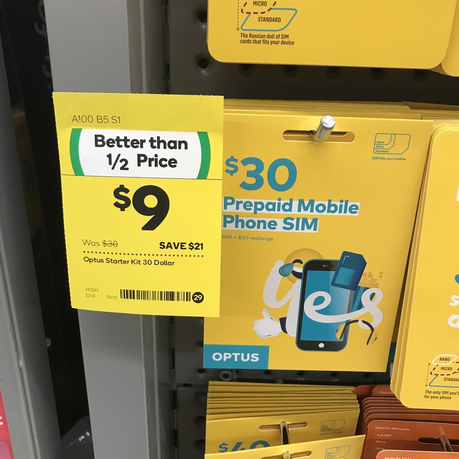 Optus $30 Prepaid Sim Starter Kit $9 @ Woolworths - OzBargain