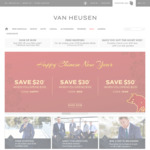 Van Heusen - $20 off $100 Spend. $30 for $150 Spend. $50 off $200 Spend. Free Shipping on over $100