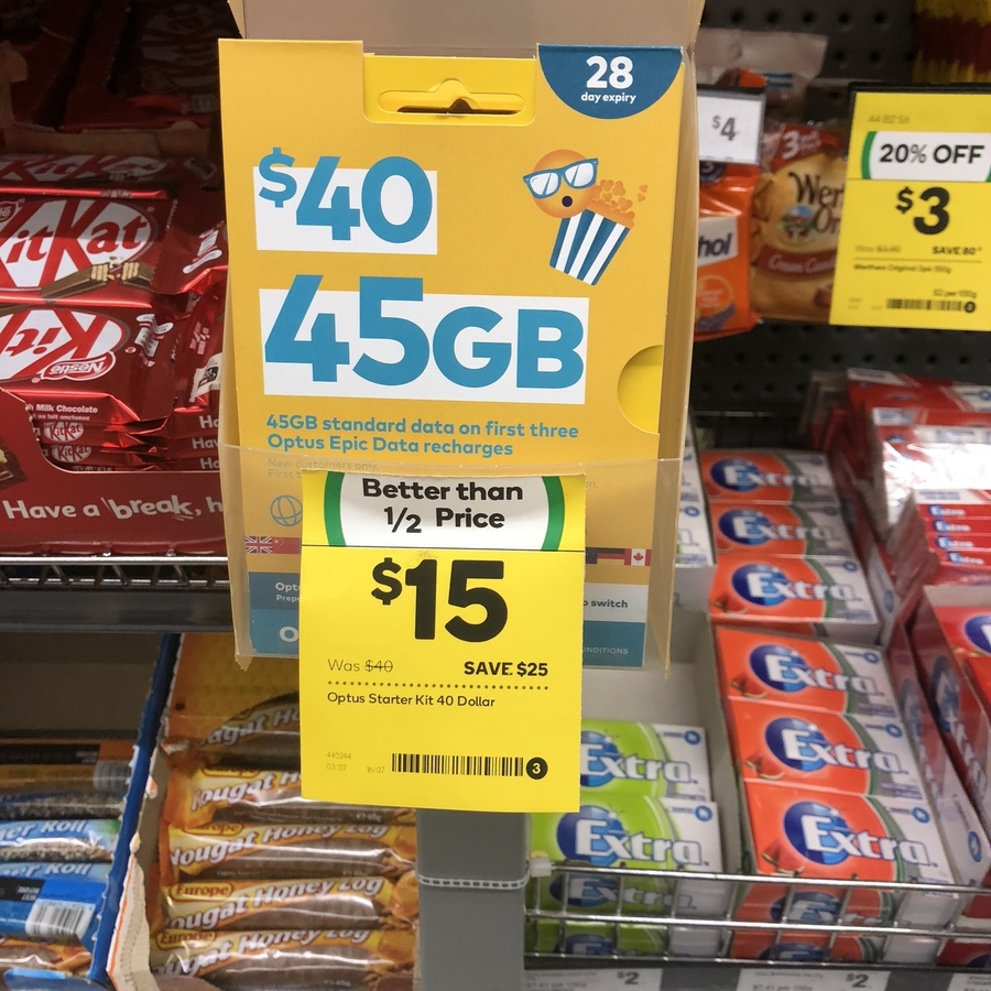 Optus $40 Prepaid Starter Sim Kit $15 @ Woolworths - OzBargain