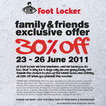 Foot Locker 30% off 23-26 June
