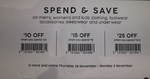 $10 off $60 Spend, $15 off $75 and $25 off $100 on Clothing, Footwear, Accessories, Sleepwear & Underwear @ Target