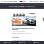 Buy 3 Selected Hankook Tyres & Get 1 Free @ Jax Tyres