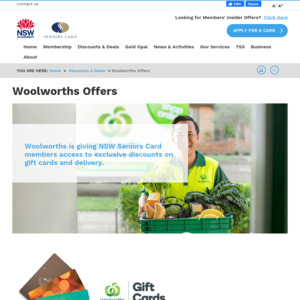 [NSW] 5% off Woolworths Wish eGift Cards via Seniors Card Portal
