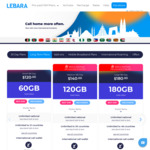 Lebara Long Term Prepaid Mobile: Medium 180-Day 120GB $105 (Was $140), Large 180-Day 180GB $135 (Was $180) | New Customers