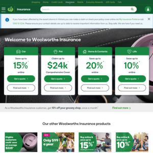 Earn 20000 Everyday Rewards Pts with a new Woolworths Comprehensive Car Insurance Policy