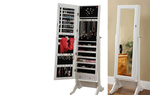 Wooden Mirrored Jewelry Cabinet- Free Standing White Mirror Full Length $99 + Shipping @ Costdeal