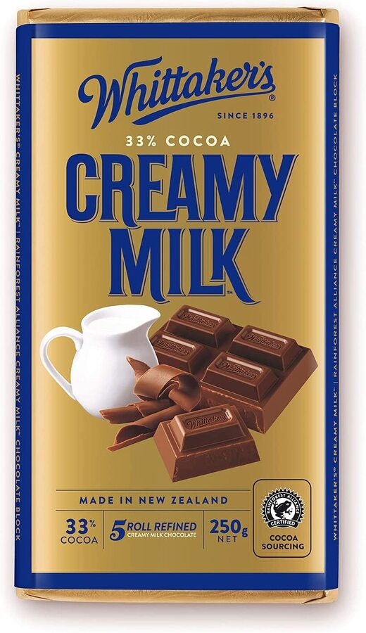 Whittaker 33% Cocoa Creamy Milk Chocolate Block, 250g $4 + Delivery ($0 with Prime /$39+ Spend) @ Amazon AU