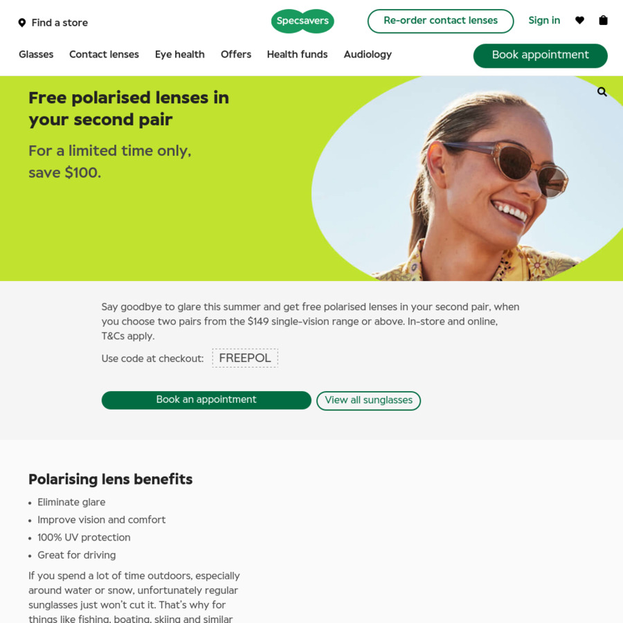 Specsavers polarised sales