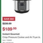 Instant Gourmet Crisp Pressure Cooker and Air Fryer 8L $189.99 in-Store (RRP $239.99) @ Costco (Membership Required)