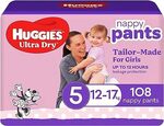 Huggies Ultra Dry Nappy Pants Girl & Boy Size 5 (12-17kg) 108-Count $54 (S&S $45.90) Delivered @ Amazon AU
