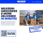 $10 off $60 First Order, $15 off $40 Order (Expired), 5000 Rewards Points (Worth $25) on $50 Spend @ Milkrun (Excl SA, TAS, NT)