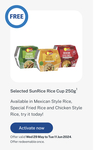Free SunRice Rice Cups (3 flavours) @ Coles via Flybuys (Activation Required)