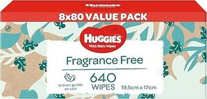 Huggies Thick Baby Wipes Fragrance Free 640-Pack $20 ($18 S&S, $17 S&S with Prime) + Post ($0 with Prime/ $59 Spend) @ Amazon AU