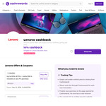 Lenovo: 16% Cashback (Uncapped) @ Cashrewards